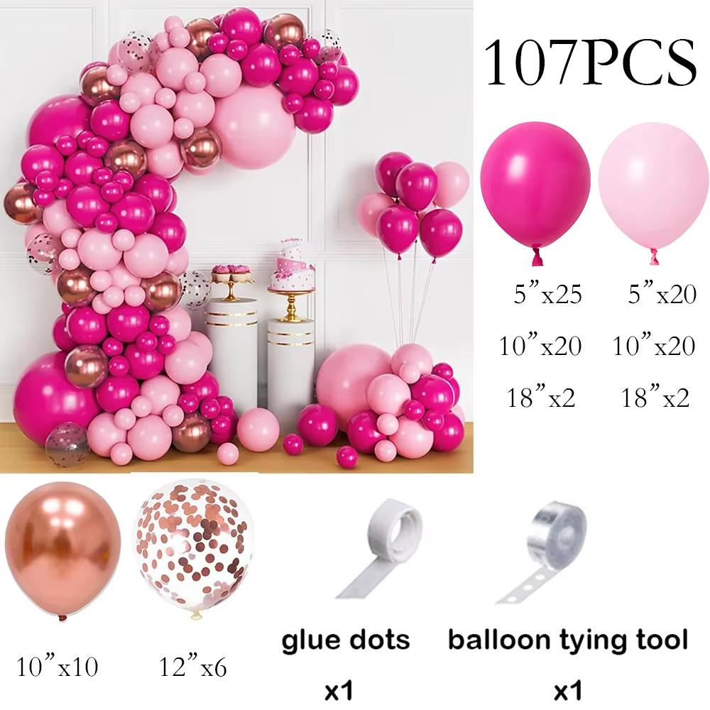 Rose Pink Balloons Garland Arch White Gold Confetti Balloon Kit Baby Shower Wedding Anniversary Birthday Party Decoration Globos