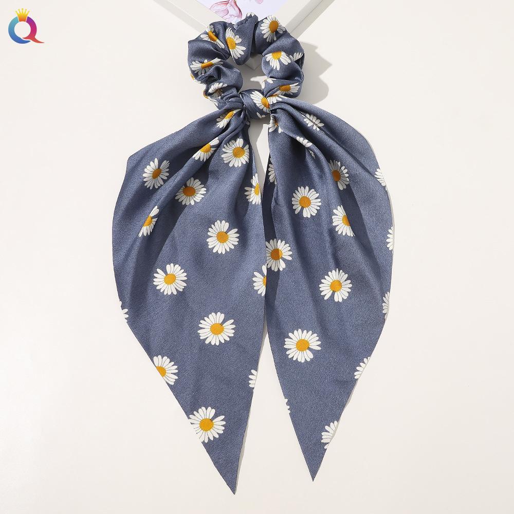 New Floral Print Scrunchies Chiffon Bow Elastic Hair Bands Women Hair Ties Rubber Bands Ponytail Scarf Fashion Hair Accessories
