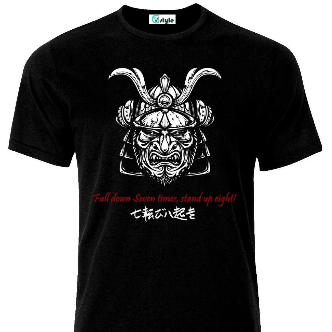 Fall Down Seven Times Get Up Eight Samurai Mask TShirt 100 Cotton ONeck Short Sleeve Casual Mens Tshirt Size S3XL S