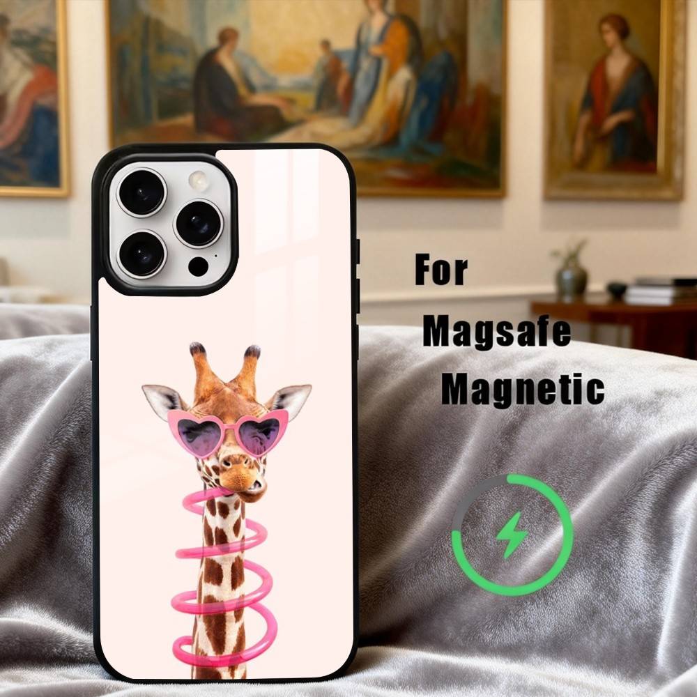 Towering Giraffe Art Phone Case For iPhone17,16,15,14,13,12,11 Plus,Pro Max Magnetic For Magsafe Wireless Charging