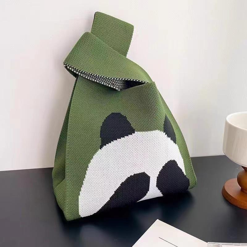 Korean Style Cute Cartoon Animal Tote Bag - Spacious Flyknit Casual Shopping Bag for 2025