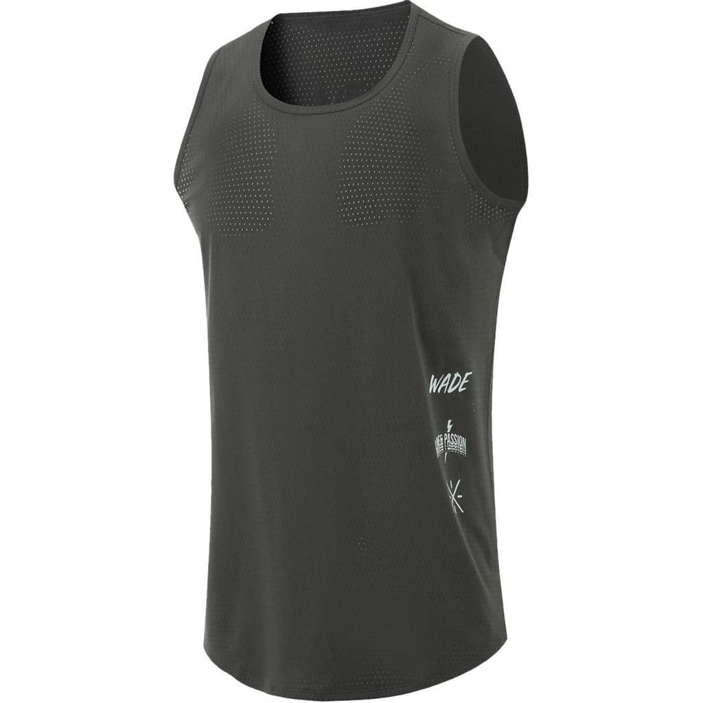 LiNing Wade Series Letter Round Neck Comfortable Breathable Casual Vest Men Vests Slate-Gray AVSU021-6