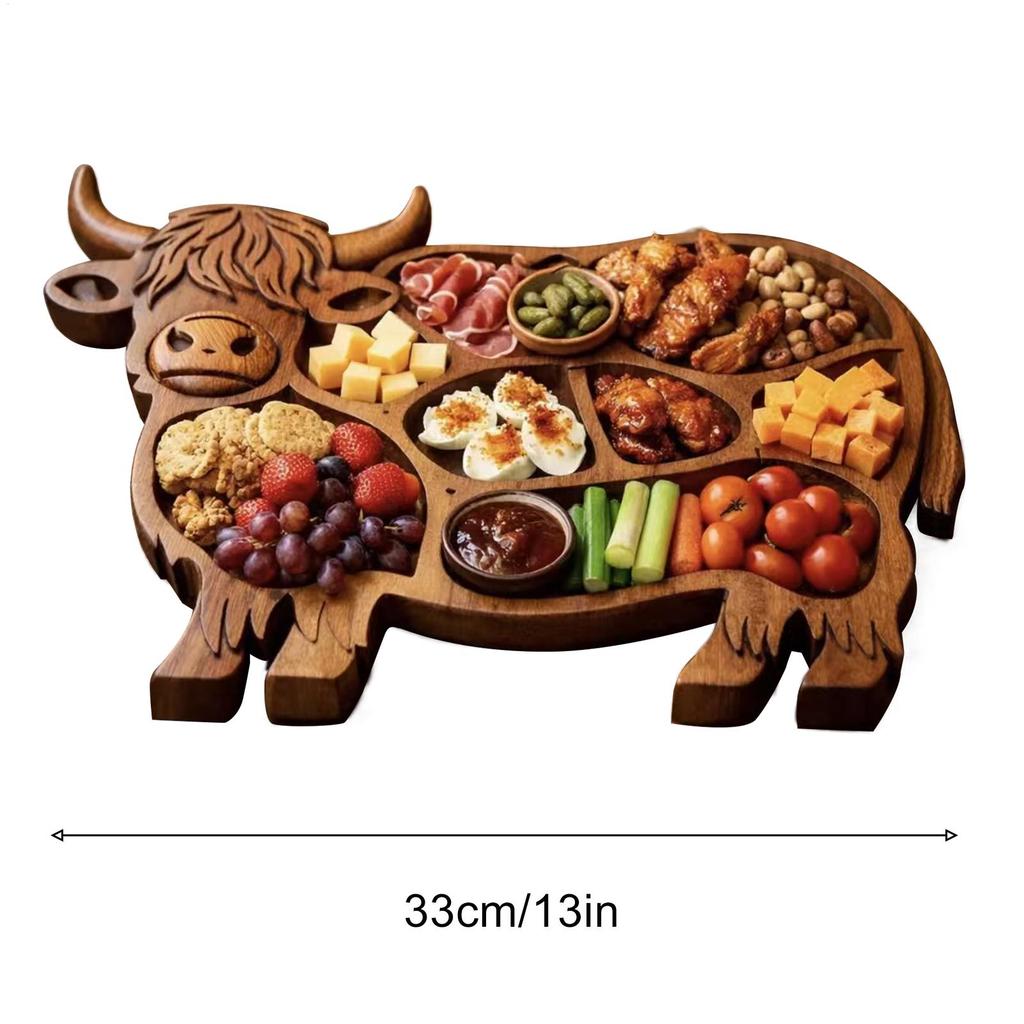 Tabla de Charcutería de Vaca Tabla de Comida de Madera con Forma de Vaca Tabla de Aperitivos para Snacks Fruta Carne Queso Fiesta en Casa Banquete Reunión Familiar