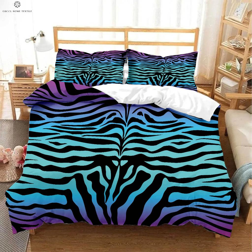 Pink Leopard Black and White Simple Print Duvet Cover 100% Polyester Bedding Set Quilt Cover Pillowcase Three-piece Set