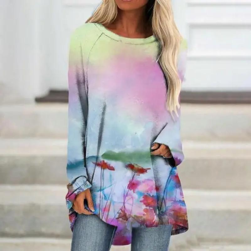Floral 3d Print T-shirts Women Fashion T-shirt Long Sleeve Tops Tees Summer Long Tops Ladies Camisetas Butterfly Tshirt Girl