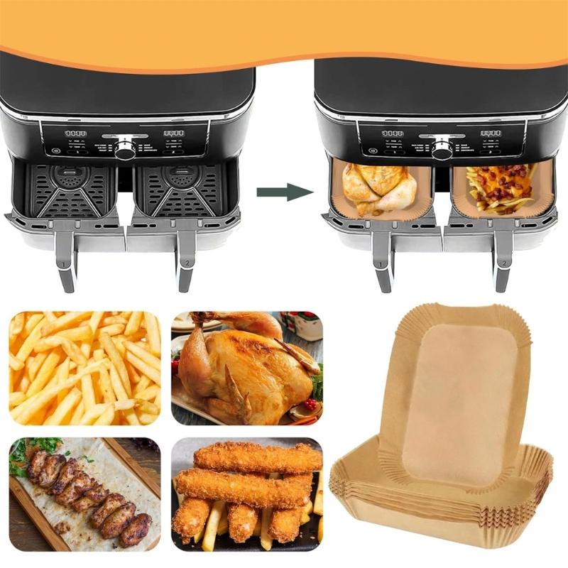 Air Fryer Papers Pads Rectangular Baking Papers Kitchen Oil-proof Paper