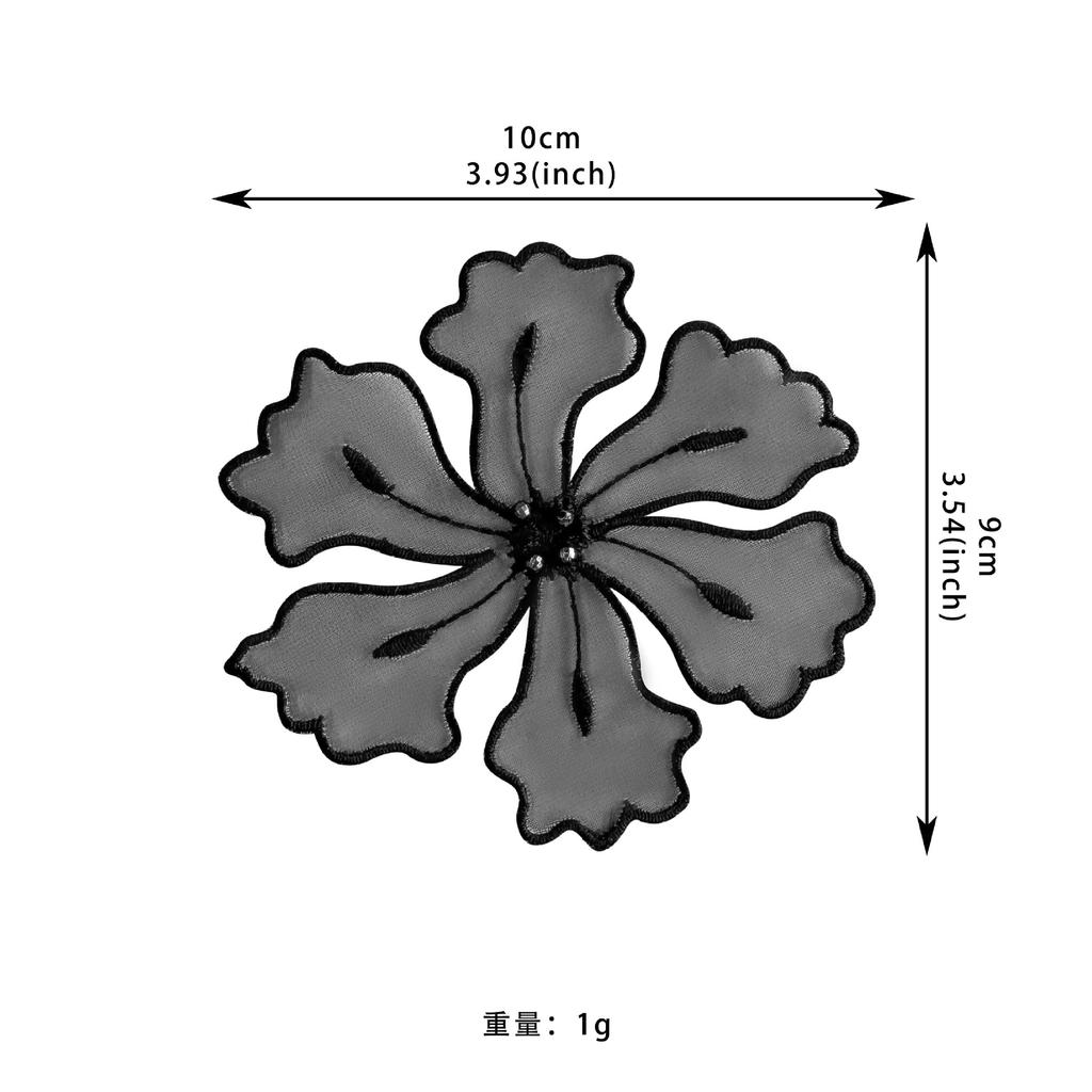 Black Organza Embroidery, Flower Embellishments, Flowers, Clothing, Bags, Dresses, Sweaters, Tops, Accessories, Fabric Patches