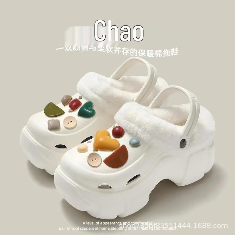 Damskie zimowe buty bawełniane na grubej podeszwie, ocieplane polarem, antypoślizgowe, podwyższające, codzienne