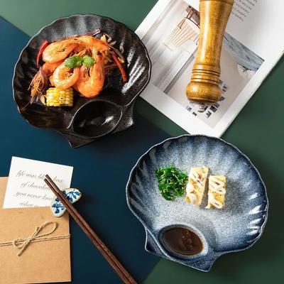 Plato de Cena Oscuro Estilo Japonés de 8 Pulgadas Cerámica Esmaltada Debajo Vajilla de Cena Bandeja de Postre Vajilla para Sushi Apto para Microondas