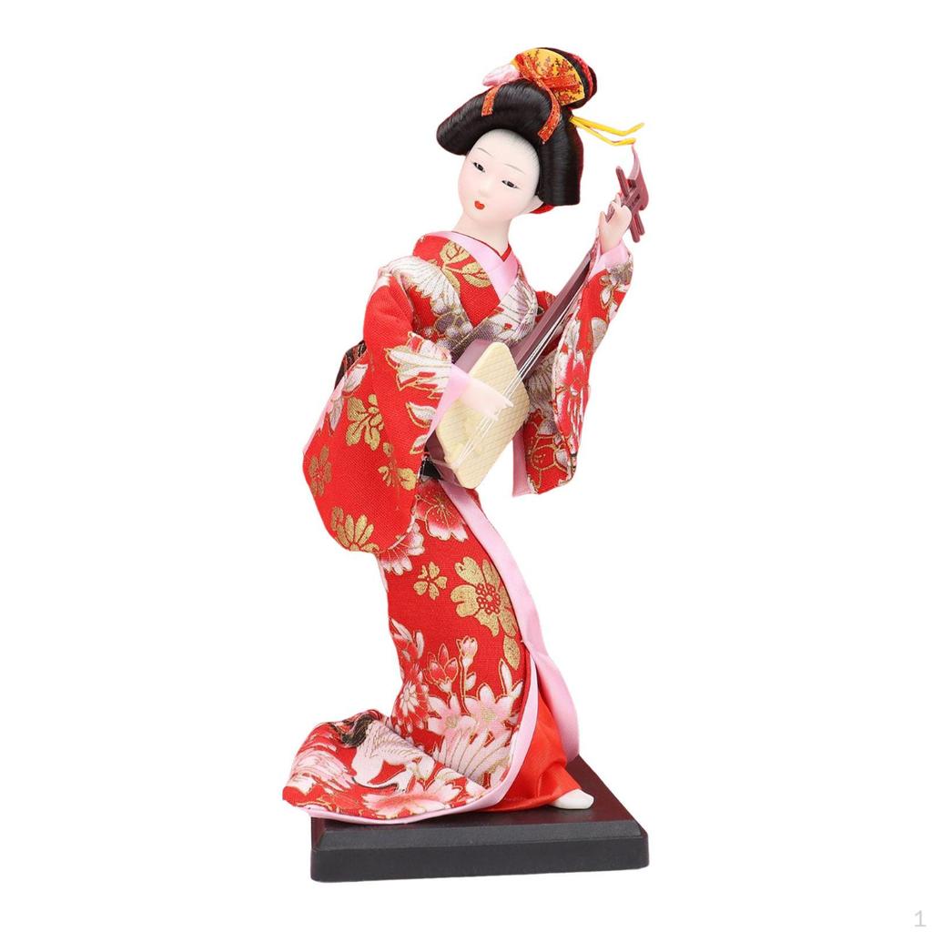 Ethnic Japanese Geisha Doll Collectible Figurine Female Statue Kimono for Home Office