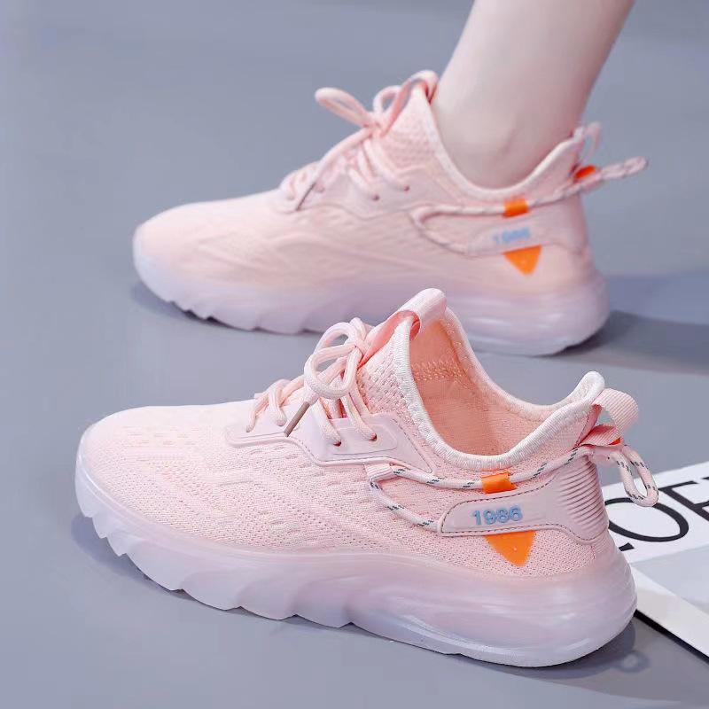 Ladies Summer Female Mesh Student Lightweight Versatile Soft-soled Women's Shoes Flying Woven Mesh Shoes Sports Breathable and Comfortable