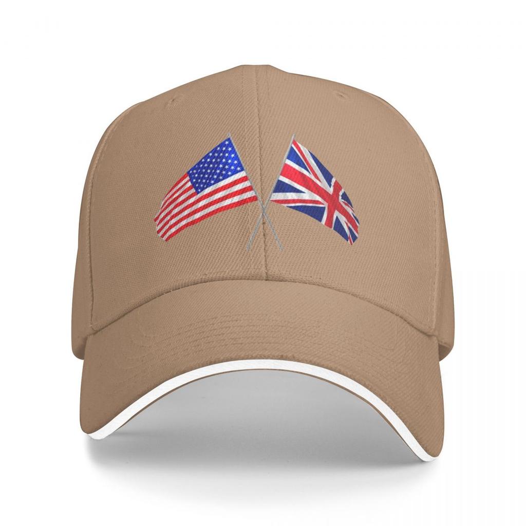 Uk Usa Flags Crossed Baseball Cap Icon Luxury Unisex Hat Beach For Women Unisexs