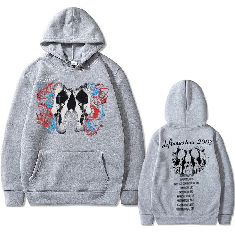 Mikina s kapucí s oboustranným grafickým motivem lebky Deftones