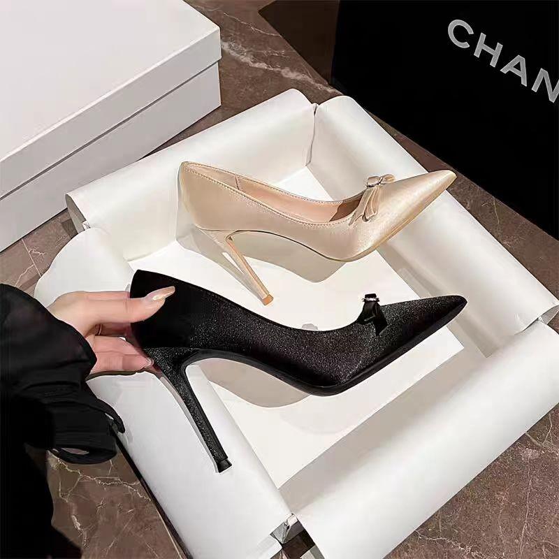 Fashion 2024Spring and Autumn Women's Shoes Sexy Pointed Toe Women's High Heels Simple and Elegant Wedding Bridal Shoes 6.5CM High Heels