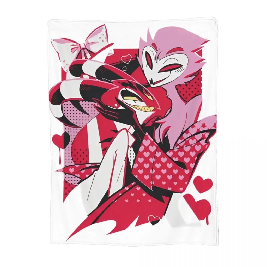 Kreslená deka Helluva-Boss Flanelová Letní Multifunkční Lehká Přehozová Deka na Pohovku do Auta Plyšová Tenká Prošívaná deka