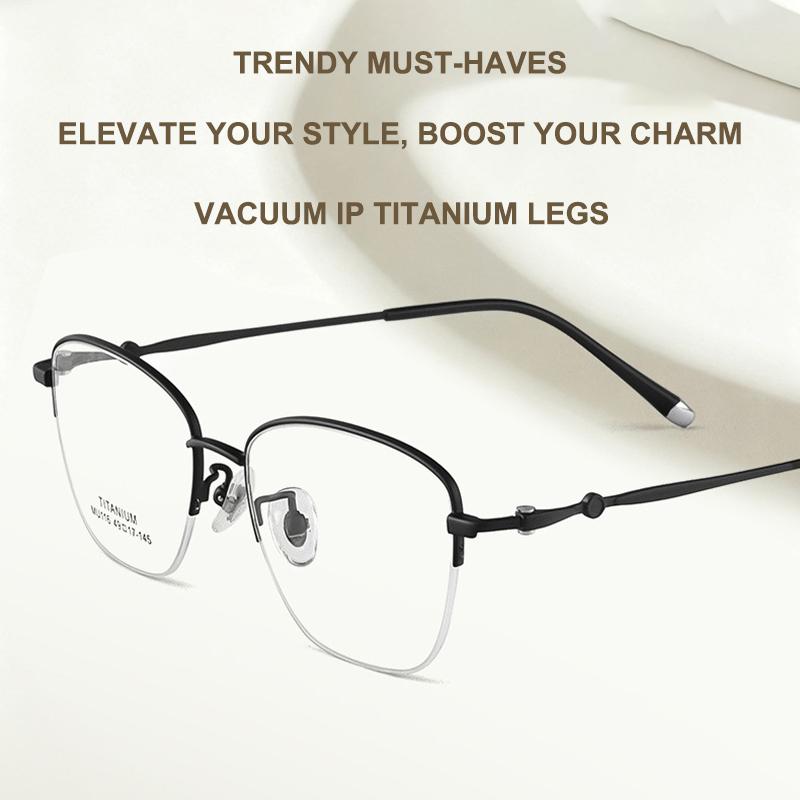 New Luxury Titanium Glasses Frame Gentleman's Semi-Rimless Fashion Eyewear Ladies' Retro Classic Ultra-Lightweight Eyeglasses