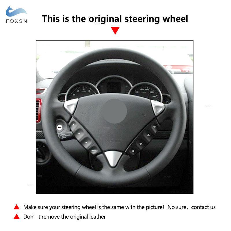 For Porsche Cayenne 2003 2004 2005 2006 2007 2008 2009 2010 Perforated Leather Car Interior Steering Wheel Cover Protective Trim