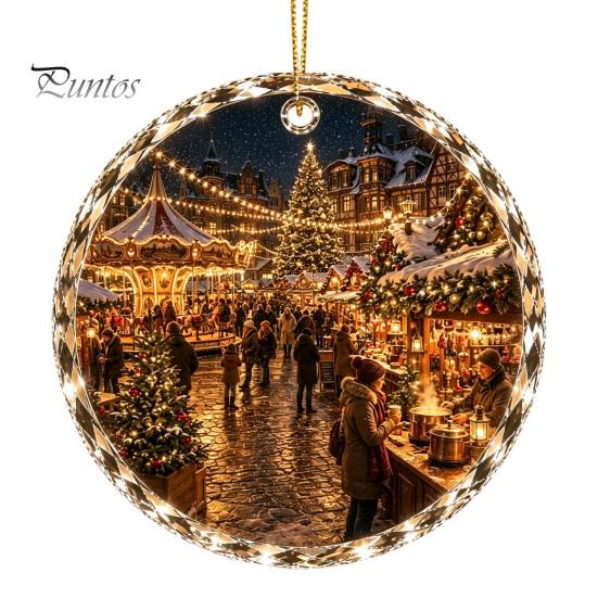 Acrylic Holiday Tree Decoration Christmas Landscape Scene Ornament for Decor, Decorative Elegant Hanging Keepsake Party And Seasonal Home Decorations