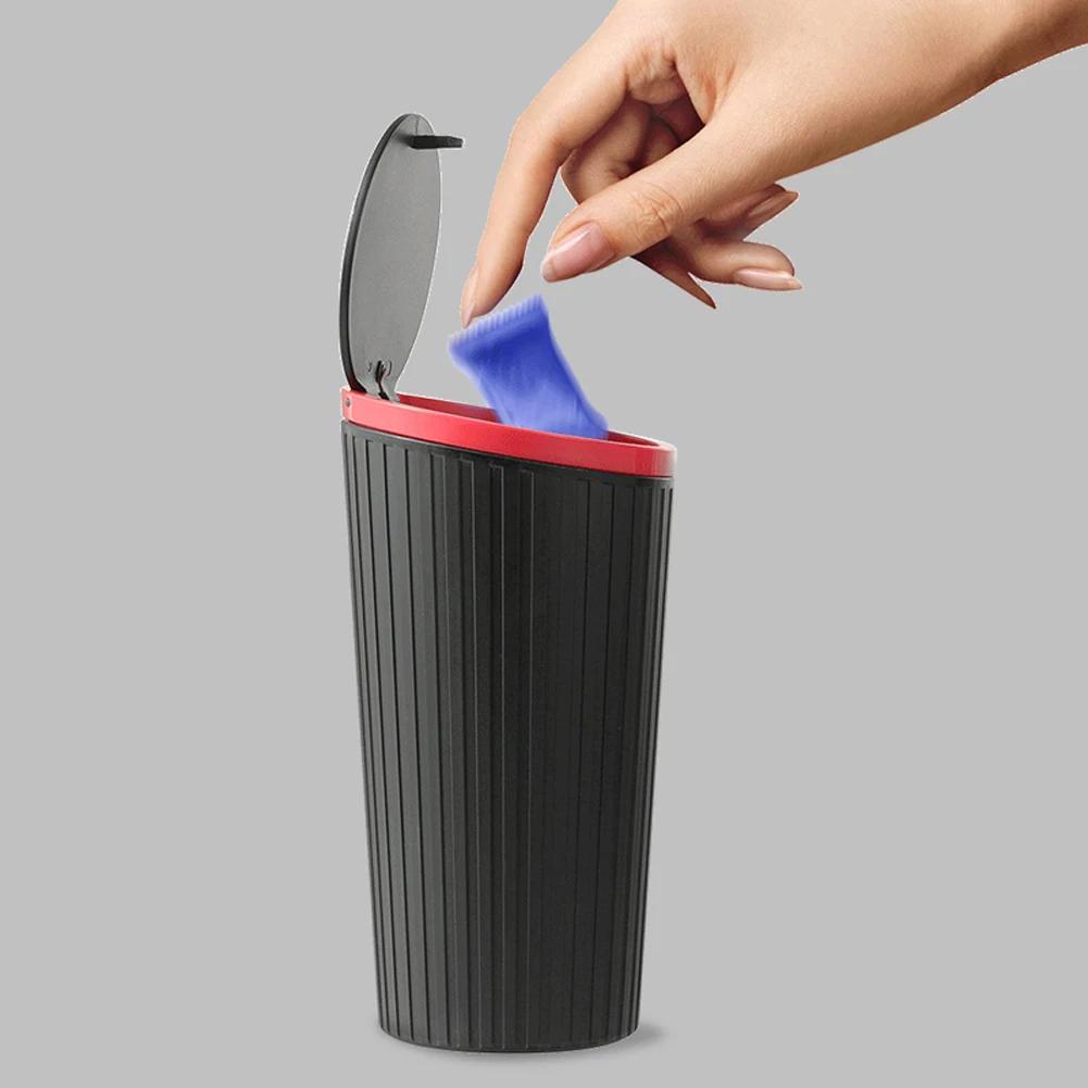 Press Type Car Trash Can Cup Holder Trash Bin with Lid Leakproof Waterproof Car Interior Rubbish Container Trash Can Accessories