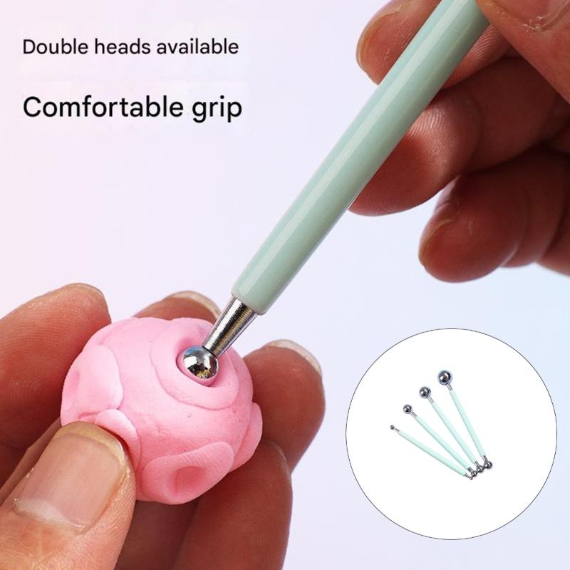 4Pcs Double Head Clay Dotting Pen Double Ended Pottery Clay Modelling Embossing Tool Multifunction Ceramic Carving Tool
