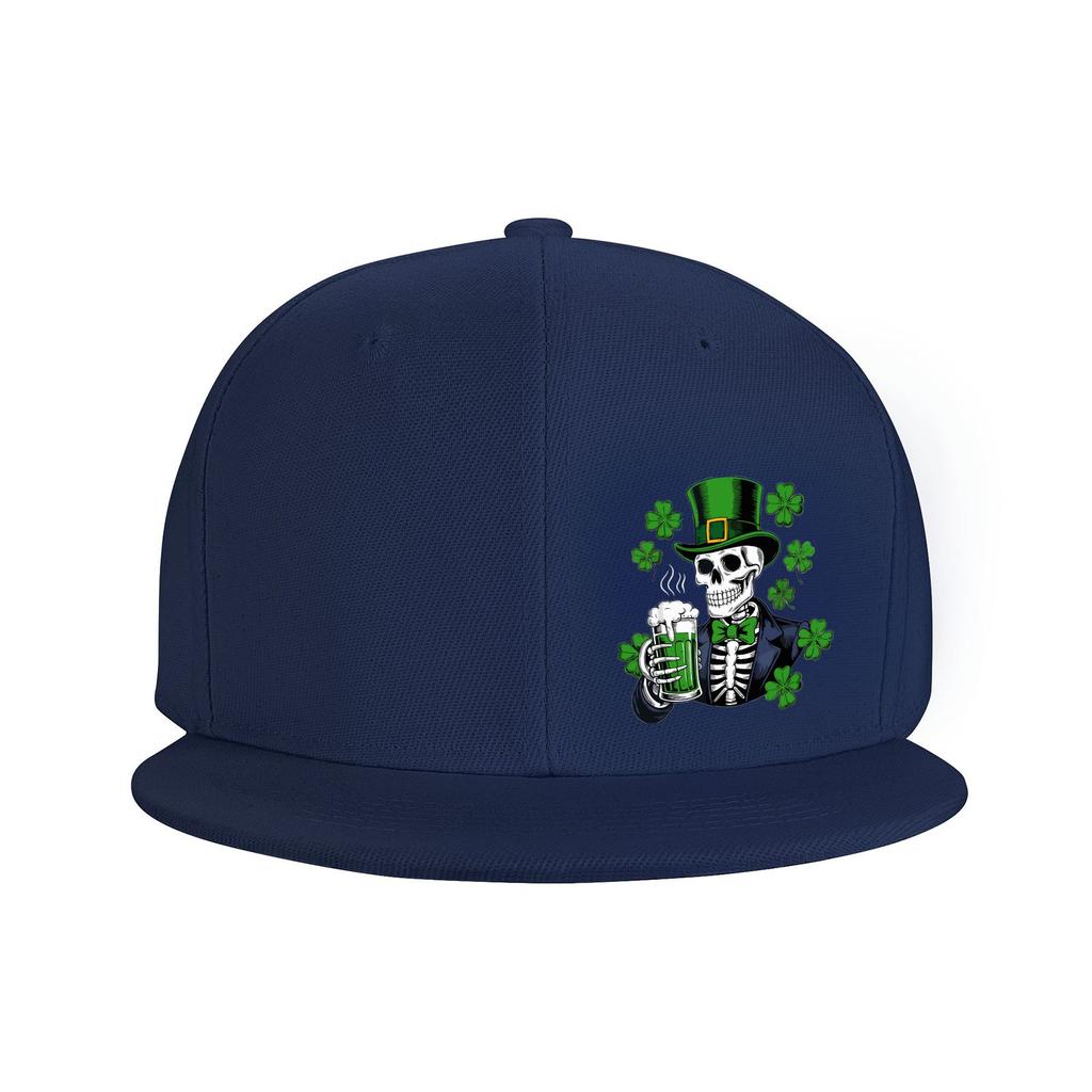 Skeleton Leprechaun Drinking Beer St Patricks Day Snapback Cap Adjustable Baseball Hat for Adults