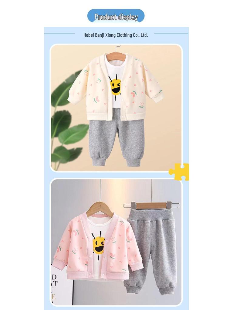 Infant Knitted Cardigan Two-Piece Set - Cute Spring & Autumn Baby Outerwear