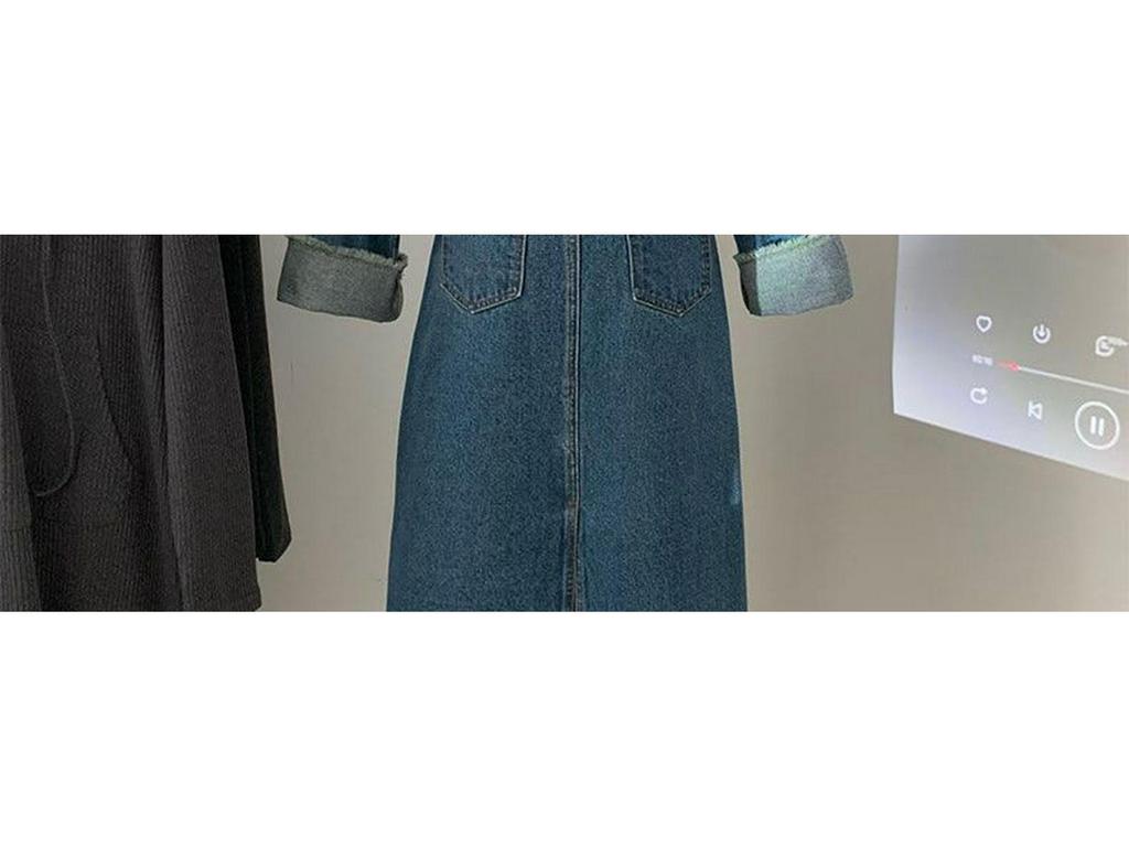 Women's Retro Frayed Denim Suit: Short Jacket & Slit Midi Skirt Two-Piece Set for Spring/Autumn