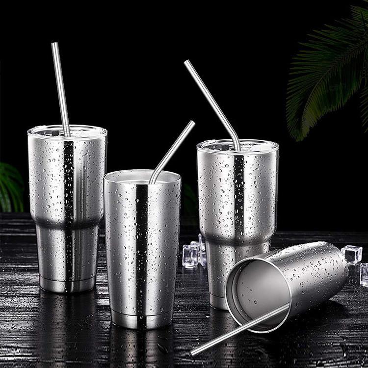 Stainless Steel Reusable Milk Tea Coffee Straws Set For Adults