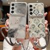 Marble Pattern Leather Lanyard Case For Samsung Galaxy A57 A37 A17 A56 A36 A26 A16 A55 A54 5G S21 FE S22 S23 S24 S25 Plus S26 Ultra
