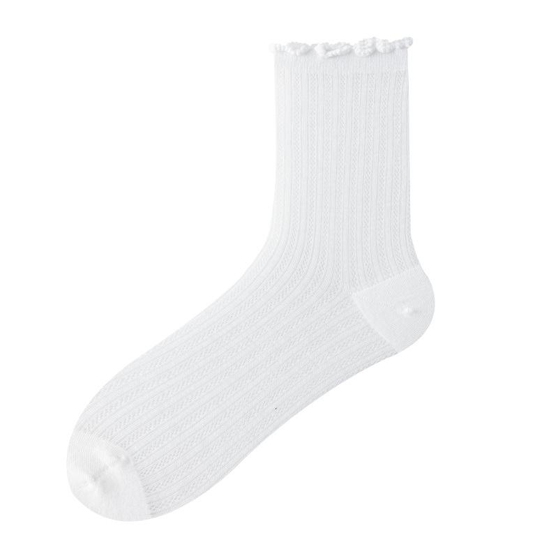 Summer Thin Black Ear-trimmed Socks, Women's Lace Breathable Mesh Breathable Women's Socks, Ballet Style Tube Pile Socks