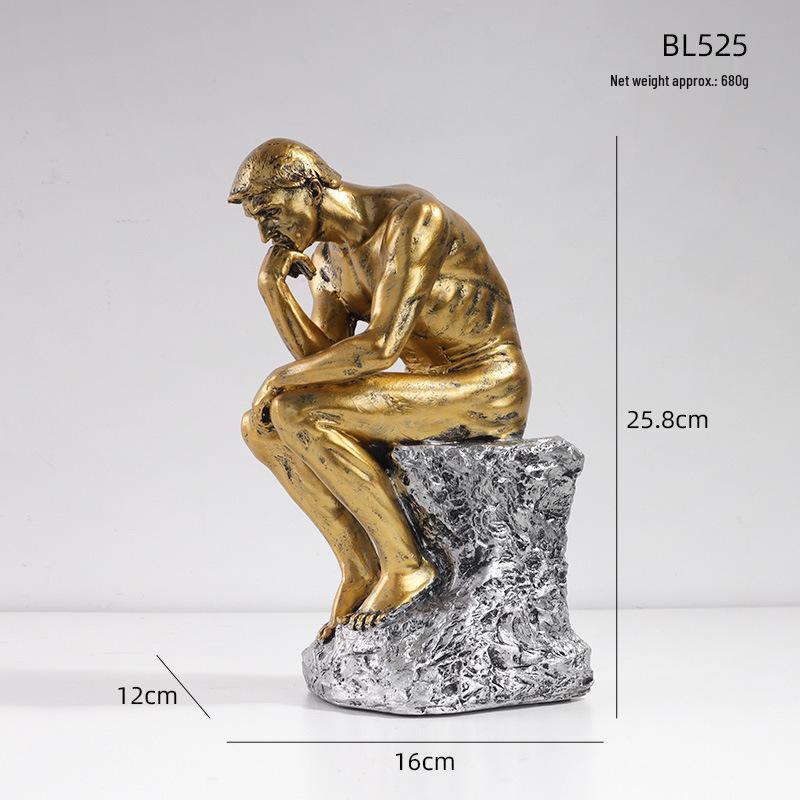European Style Thinker Sculpture: Creative Ornament for Bookcases and Wine Cabinets