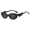 Fashion cat eye sunglasses bow decorative sunglasses women's high-end street photo UV-proof sunglasses