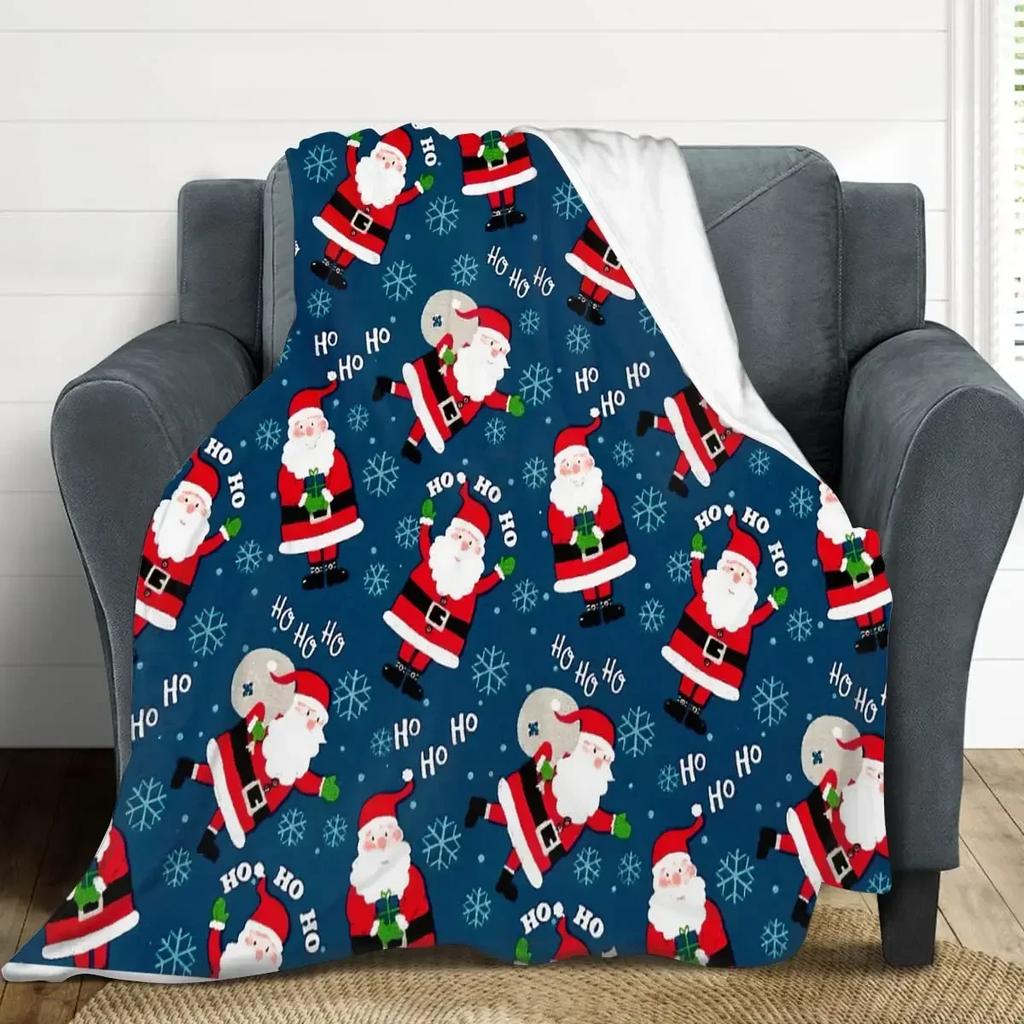 3D Print Merry Christmas Blanket Sofa Cover Throw Santa Claus Xmas New Year Blanket Fleece Warm Bed Blankets for Bedroom Couch