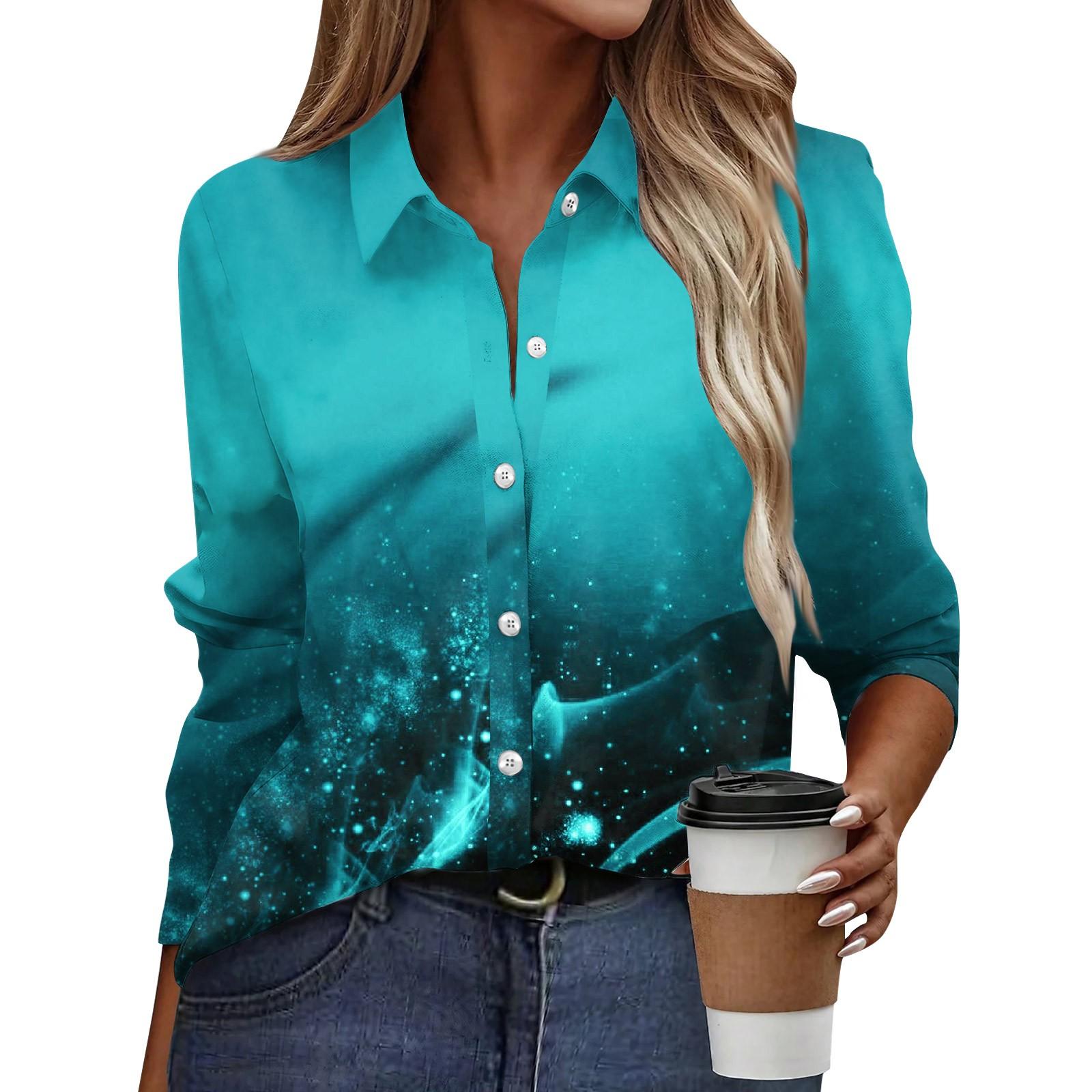 Женская рубашка-блузка с принтом и пуговицами — фото 3