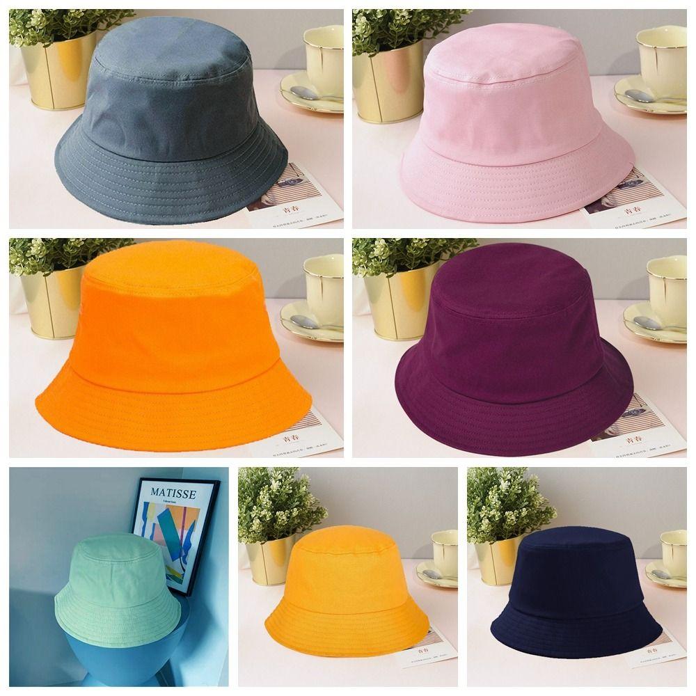 UPF 50+ Candy Color Fishmen Hat Colorful Wide Brim Sun Hat Solid Color Bucket Hat  Unisex