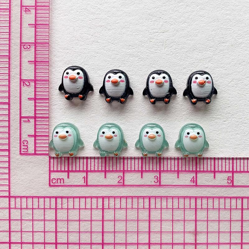50Pcs  Cute Mini Cartoon Penguin Resin Figurine Crafts Flatback Cabochon Ornament Jewelry Making Hairwear Accessories