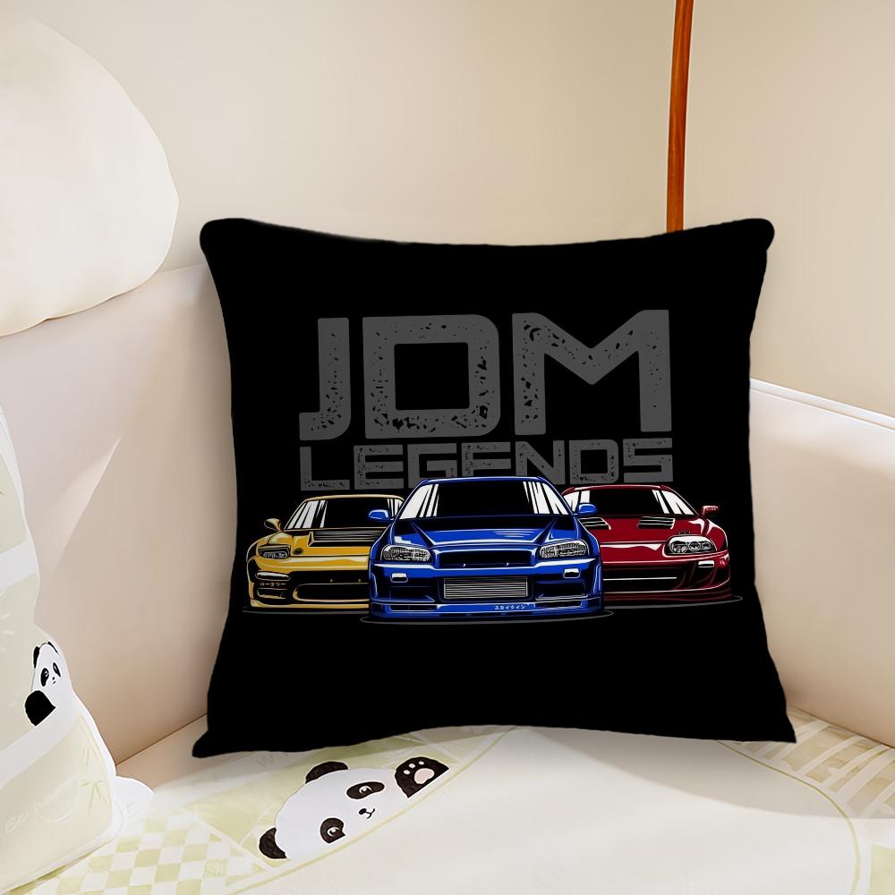 Japanese Cars Cushion Cover Living Room Headboard Bedroom Office Cushion Cushion Sofa Nap Time J-Jdm G-GTR Sports Pillow Case