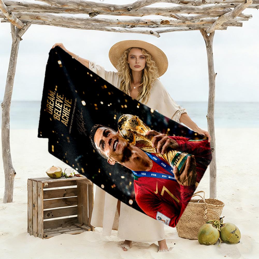Ronaldo's Legacy Football Beach Towel Super Soft & Absorbent Comfortable Lightweight