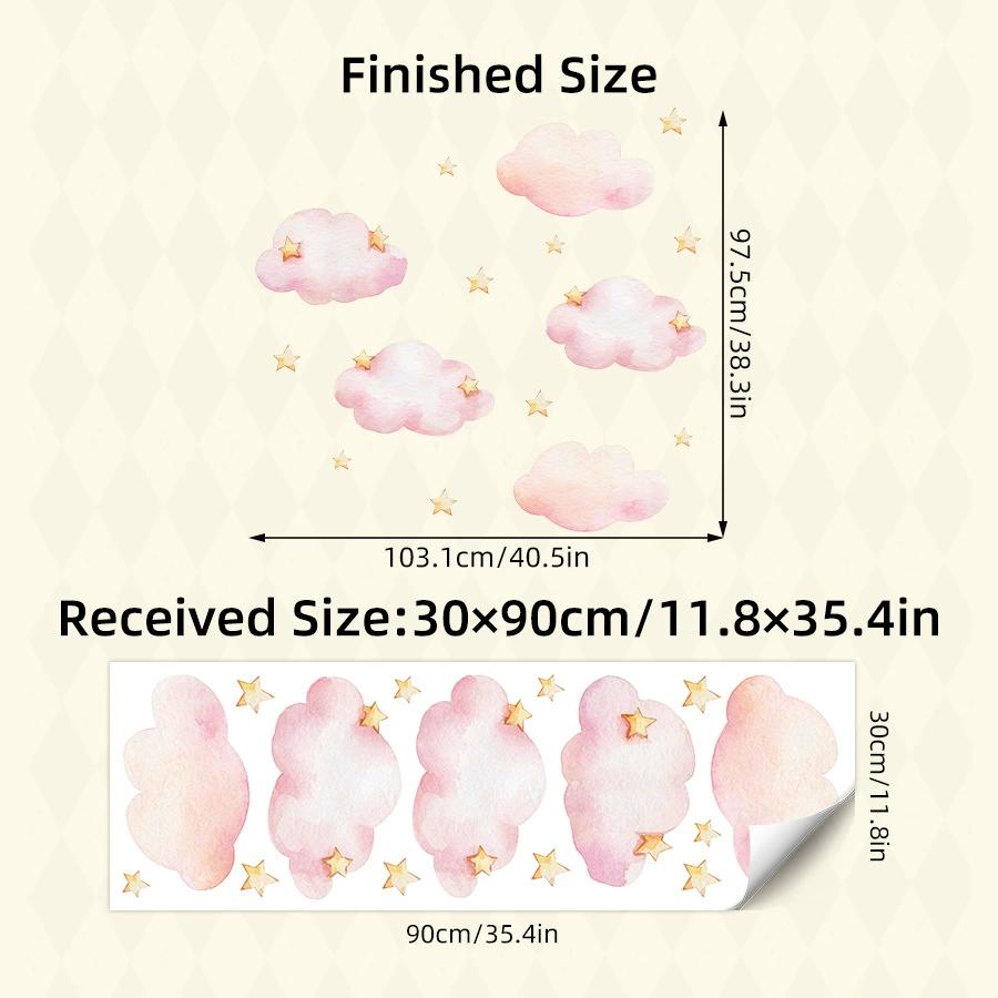 Watercolor Cartoon Rabbit Pink Rainbow Clouds Love Wall Stickers for Kids Room Girl Bedroom Nursery Decoration Bunny Wall Decals