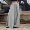Women Pants with Pockets, Casual Wide Leg Trousers with Elastic Waist, Loose Fit Striped Print Pants for Everyday Wear