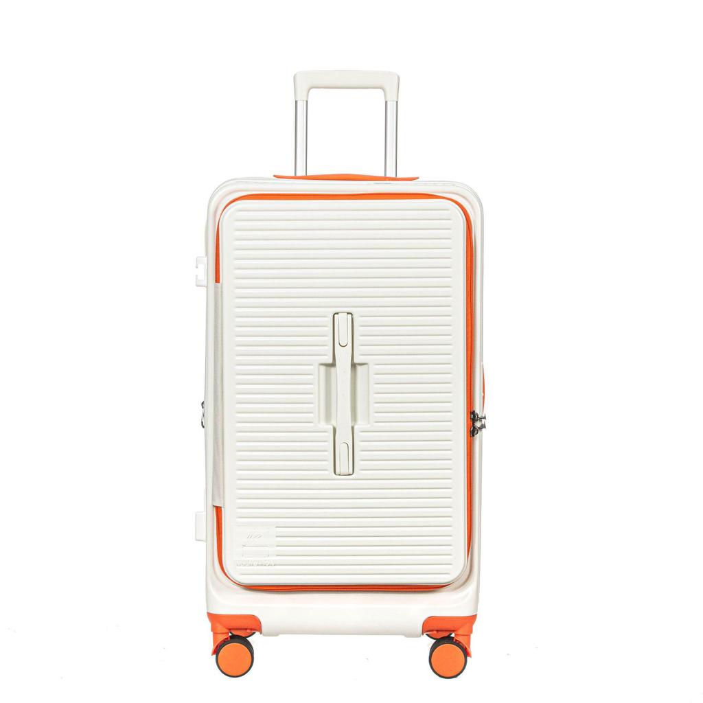 20" Multifunctional PC Suitcase with Front Opening, Universal Wheels, Anti-Theft Lock, and Anti-Fall Design for Leisure Travel.