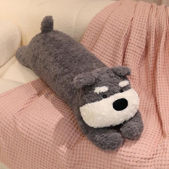 Stuffed Dog Pillow Fuzzy Dog Plush Toy Fluffy Cuddle Pillow Cute Animal Long Pillow Sofa Bed Use Cushion Gift for Kids Adults