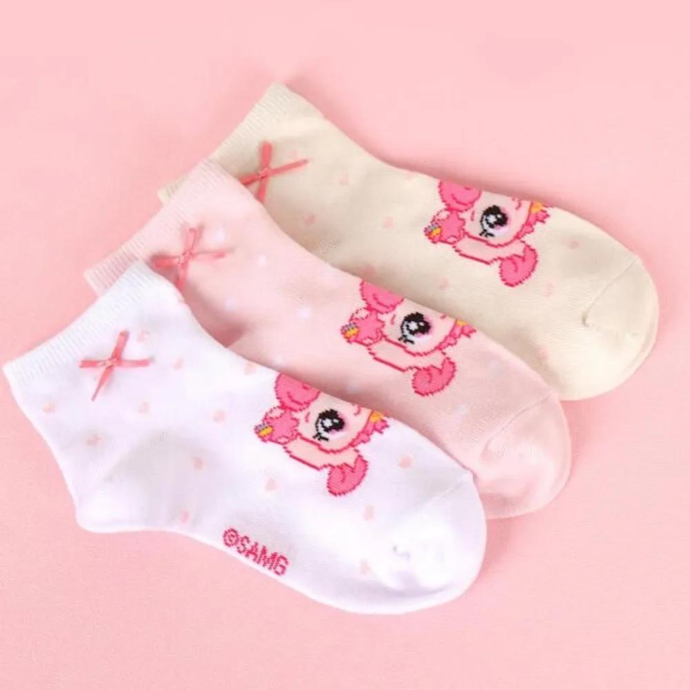Premier Farm Catch Teenieping Hachuping Kids  Ribbon Ankle Socks 3-Pair Set Mixed/No. 4