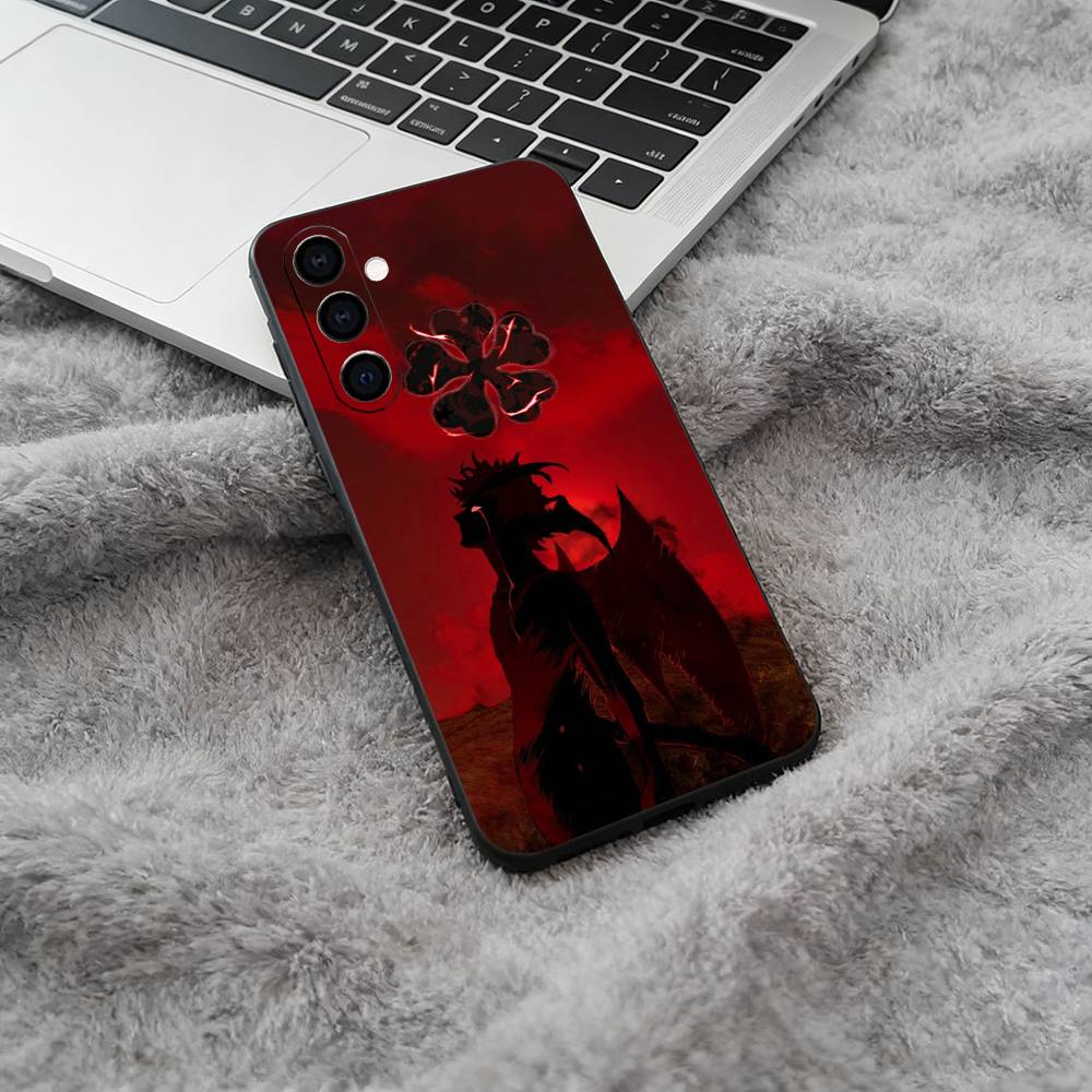 Hot anime-Black-C- Clover Soft Silicone Phone Case for Samsung Galaxy A73/A71/A72/A70/A53/A52/A51 - Black