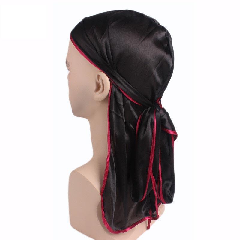 Breathable Unisex Satin Bandana Hat Silky Durag Do Doo Du Rag Long Tail Headwrap
