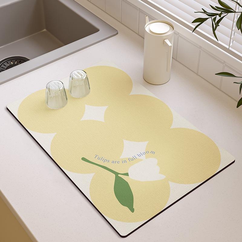 Small Fresh Kitchen Countertop Mat Dirt Resistant Heat-resistant Heat-insulating Pad Water Absorbing Quick Drying Anti Slip Pad