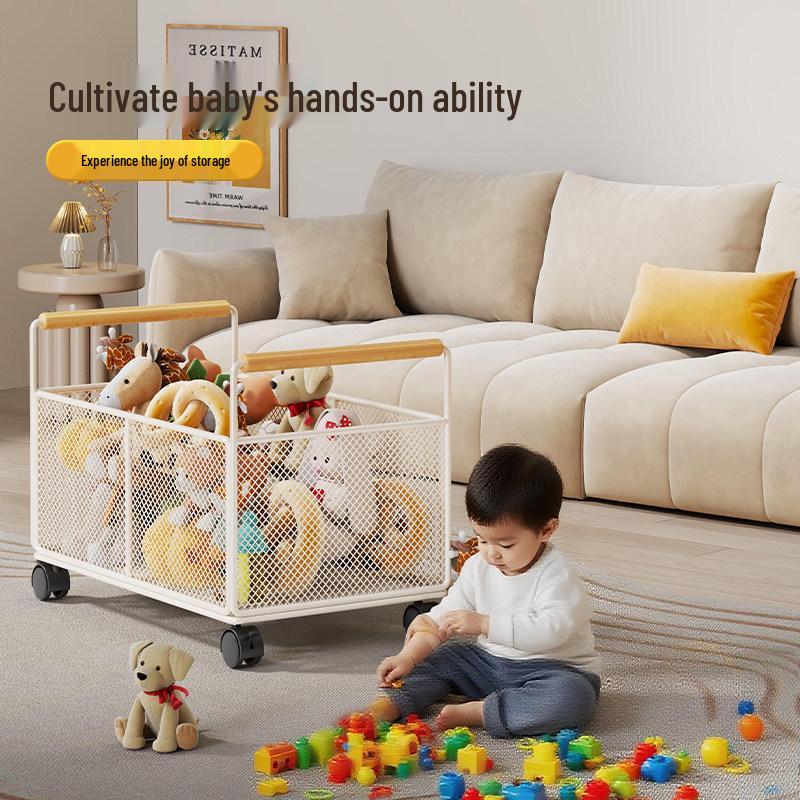 Large Plush Toy Storage Basket with Handles for Children's Dolls