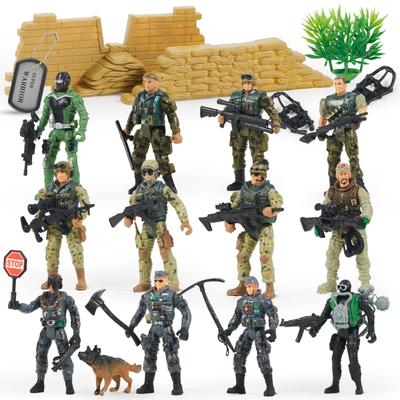 JOYIN 16 Piece Army Playset Realistic Army Rangers 12 Action Figures and Weapon Gear Accessories Military Soldier Action Figure Playset Gift for Boys