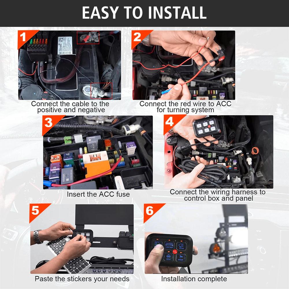 Light Senstive Control Panel Combination Switch Car LED Switch Panel Light Switches 12V Car Accessories On Off Switch 6 Gangs