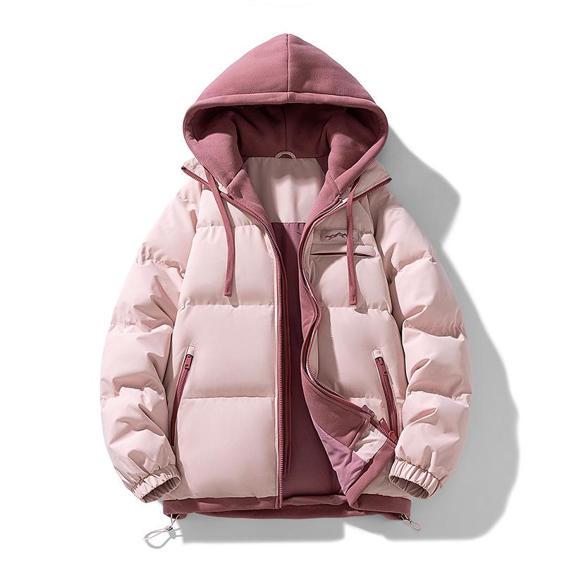 Unisex Cross-Border Trendy Cotton Jacket: Faux Two-Piece Winter Coat for Men 2025 Double Extra Large